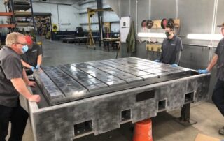 T-Slot metal test plate cast in BaseTek polymer mineral casting