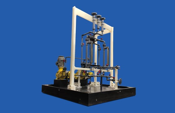 Skid system constructed on a polymer composite baseplate for a bleach system